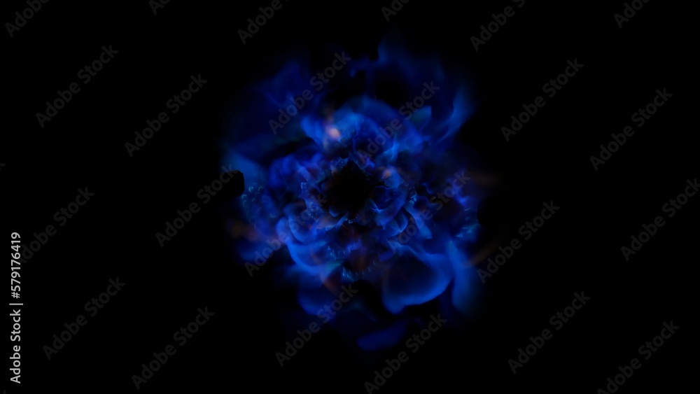 Poster 3d rendering of the central composition of energy flows emanating from the center