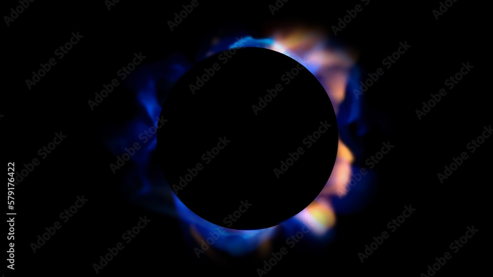Poster 3d rendering of the central composition of energy flows emanating from the center
