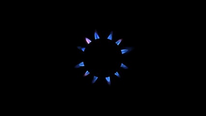 3D rendering of a kitchen burner glowing at night, close up