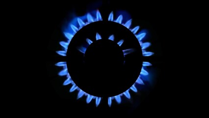3D rendering of a kitchen burner glowing at night, close up