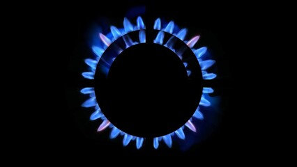 3D rendering of a kitchen burner glowing at night, close up