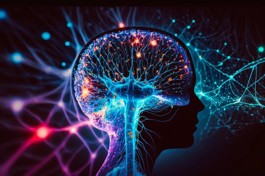 A human brain with galaxies inside. Generative AI