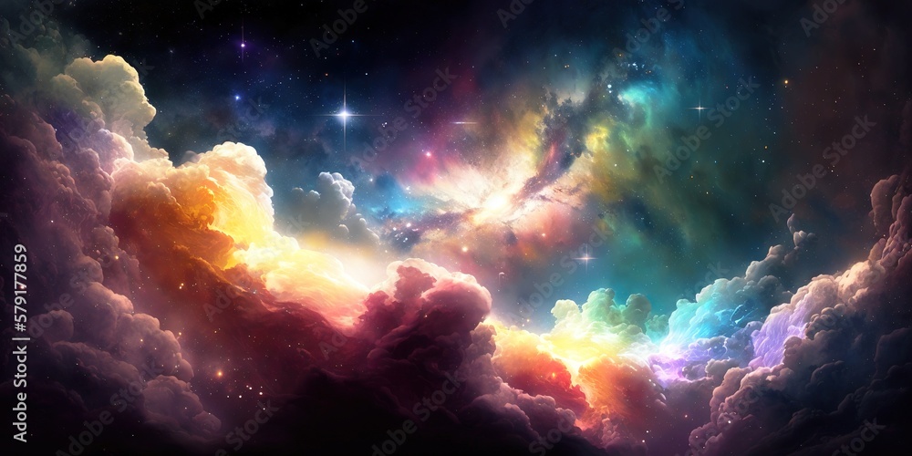 Canvas Prints nebular galaxy with stars and clouds. generative ai illustration