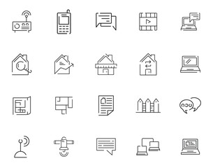 Real estate icons set. Set of Real estate outline icons collection. Rent, building, agent, house, auction, realtor, property, mortgage, home and more. Lines with editable stroke