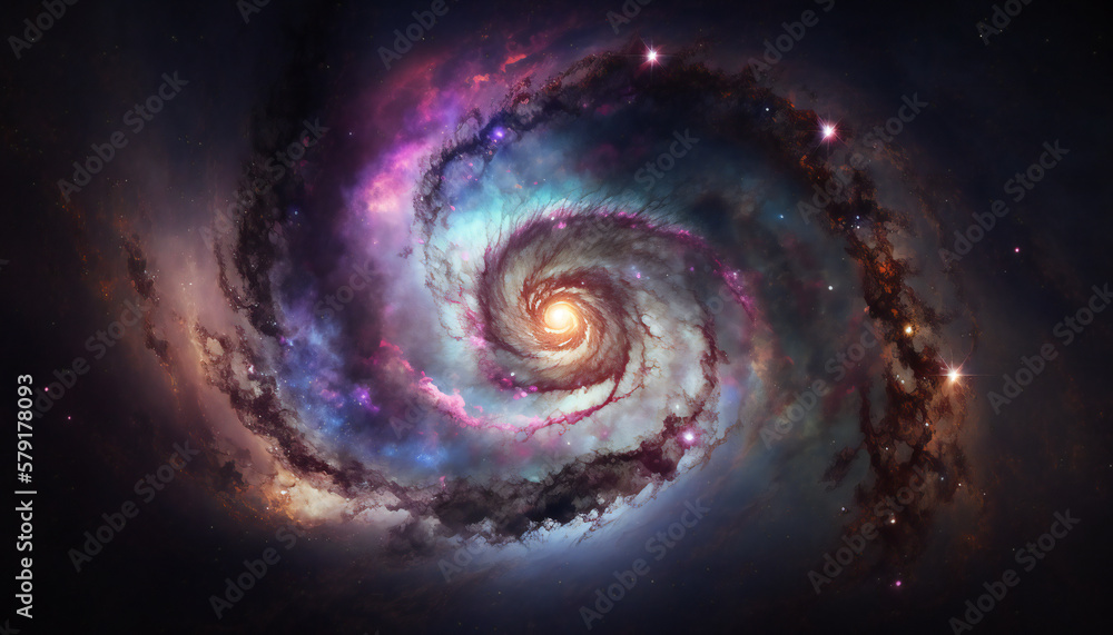 Wall mural a view from space to a galaxy - stars and nebula in space - space wallpaper - generative ai