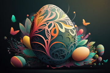 Abstract Easter Holiday illustration created using generative AI.