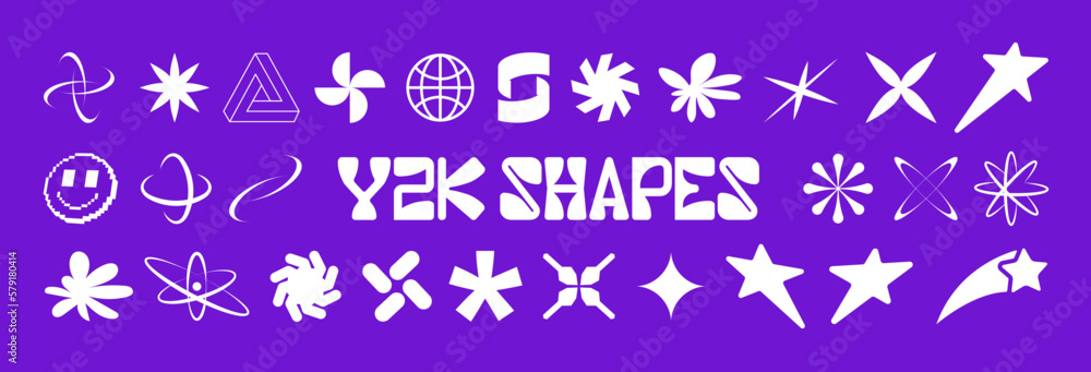 Poster y2k graphic set. modern shapes form 00s, 90s, 80s for posters, flyers, banners, web design, cards. y