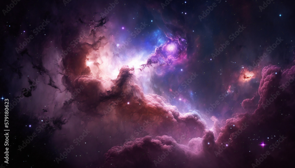 Wall mural a view from space to a galaxy - stars and nebula in space - space wallpaper - generative ai