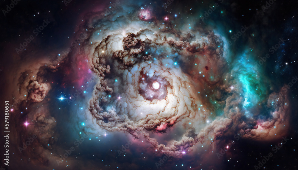 Wall mural a view from space to a galaxy - stars and nebula in space - space wallpaper - generative ai
