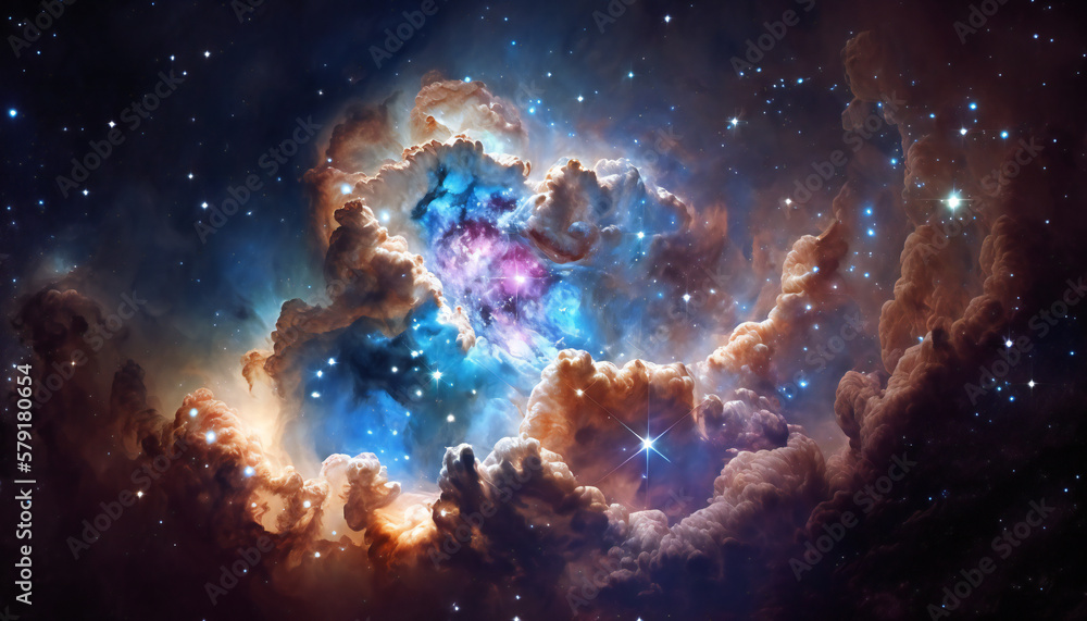 Wall mural a view from space to a galaxy - stars and nebula in space - space wallpaper - generative ai