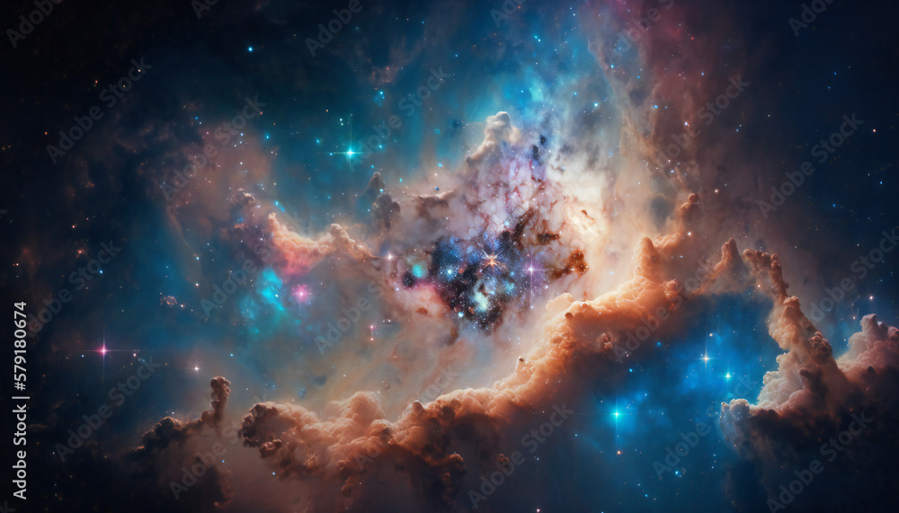 Wall mural a view from space to a galaxy - stars and nebula in space - space wallpaper - generative ai