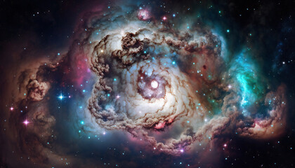 A view from space to a galaxy - Stars and nebula in space - Space wallpaper - Generative AI