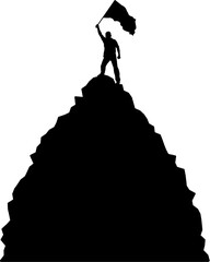 Silhouette Man Holding Flag On Mountain