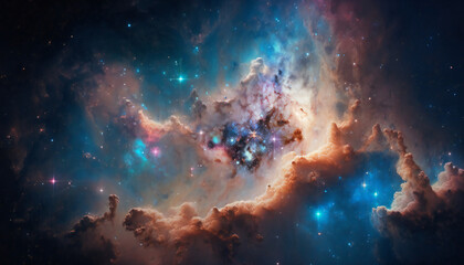 Fototapeta premium A view from space to a galaxy - Stars and nebula in space - Space wallpaper - Generative AI