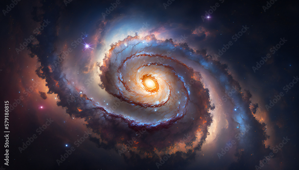 Wall mural a view from space to a galaxy - stars and nebula in space - space wallpaper - generative ai