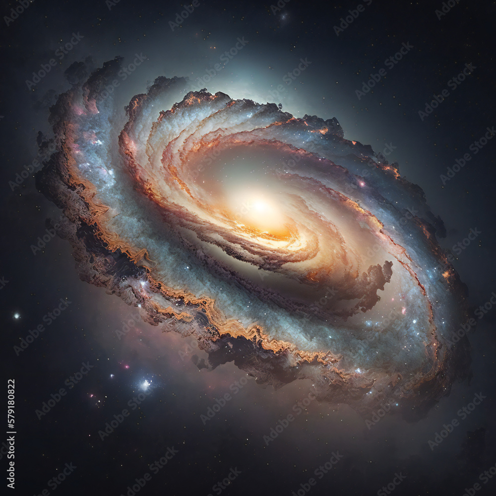 Wall mural a view from space to a galaxy - stars and nebula in space - space wallpaper - generative ai