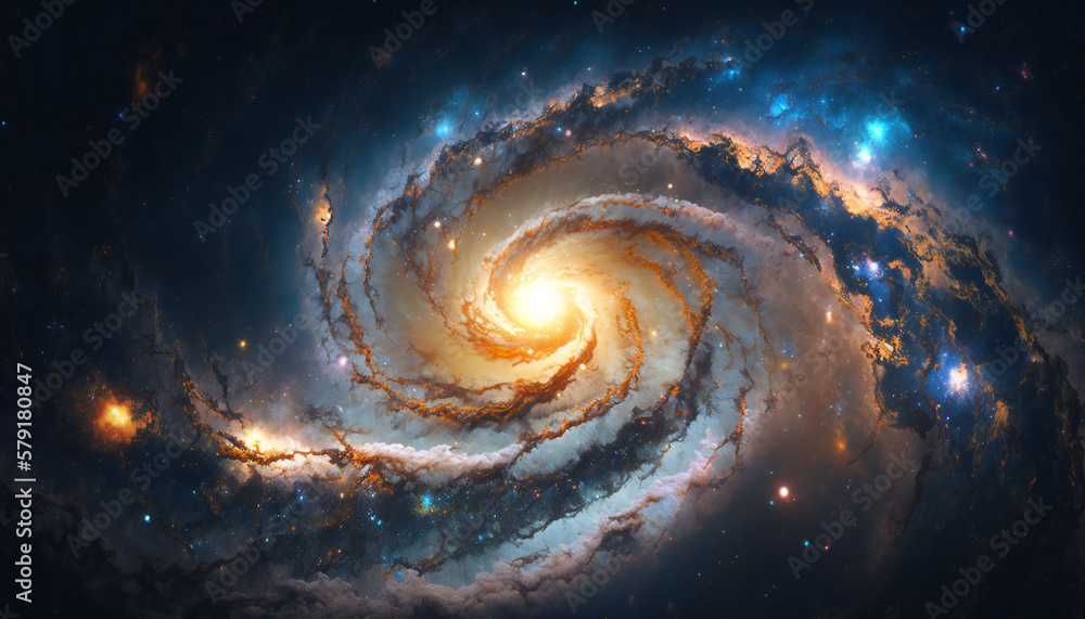 Wall mural a view from space to a galaxy - stars and nebula in space - space wallpaper - generative ai