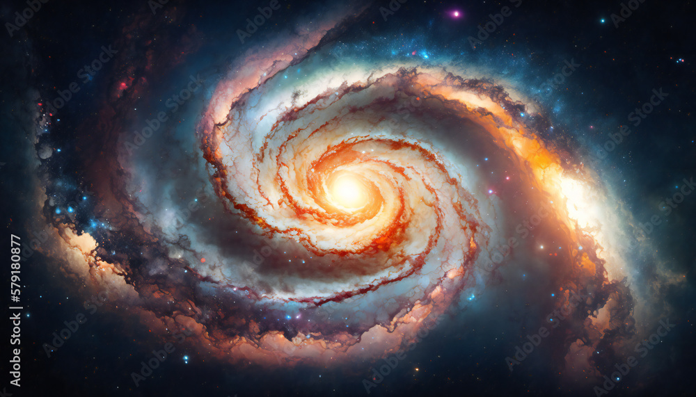 Wall mural a view from space to a galaxy - stars and nebula in space - space wallpaper - generative ai