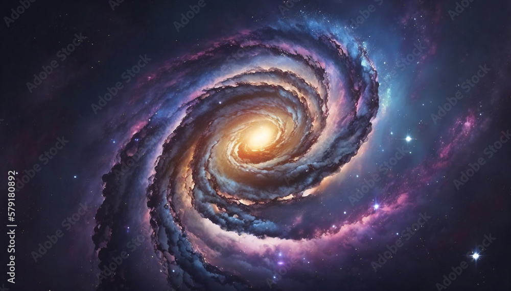 Wall mural a view from space to a galaxy - stars and nebula in space - space wallpaper - generative ai