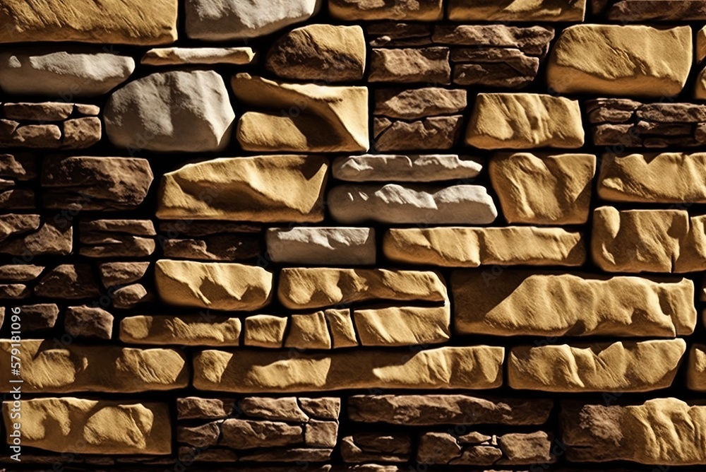 Poster wall with natural stone veneers brickwall texture backdrop... generative ai