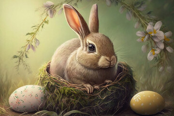 Easter bunny illustration created using generative AI.