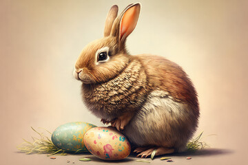 Easter bunny illustration created using generative AI.