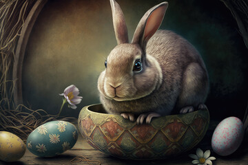 Easter bunny illustration created using generative AI.