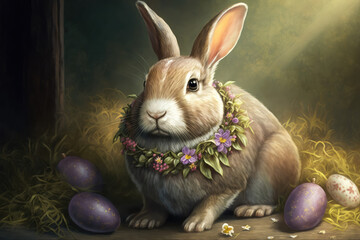 Easter bunny illustration created using generative AI.