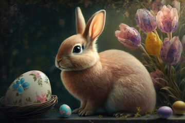 Easter bunny illustration created using generative AI.