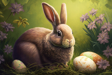 Easter bunny illustration created using generative AI.