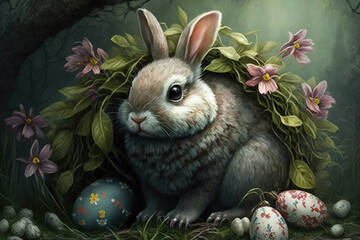Easter bunny illustration created using generative AI.