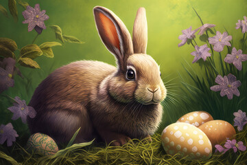 Easter bunny illustration created using generative AI.
