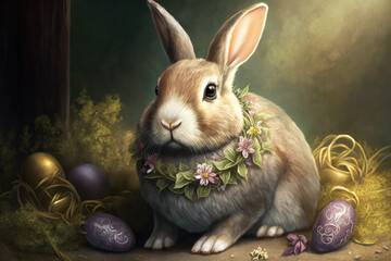 Easter bunny illustration created using generative AI.
