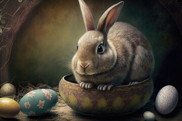 Easter bunny illustration created using generative AI.