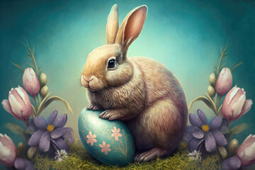 Easter bunny illustration created using generative AI.