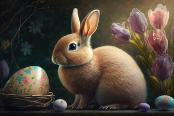 Easter bunny illustration created using generative AI.