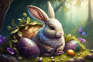 Easter bunny illustration created using generative AI.