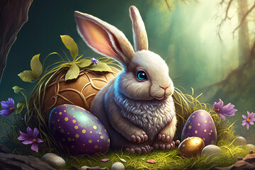 Easter bunny illustration created using generative AI.