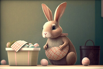 Easter bunny illustration created using generative AI.