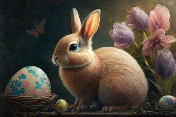 Easter bunny illustration created using generative AI.
