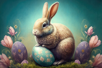 Easter bunny illustration created using generative AI.