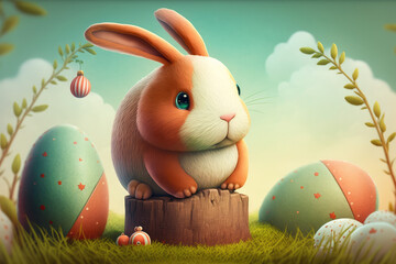 Easter bunny illustration created using generative AI.