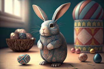 Easter bunny illustration created using generative AI.