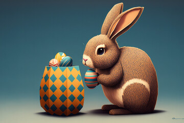 Easter bunny illustration created using generative AI.