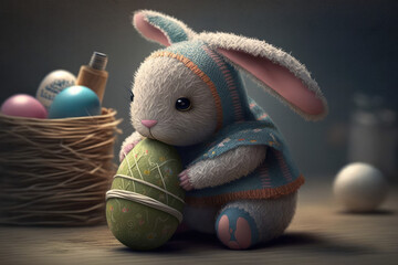 Easter bunny illustration created using generative AI.
