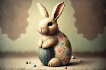 Easter bunny illustration created using generative AI.