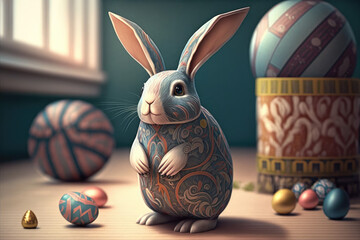 Easter bunny illustration created using generative AI.