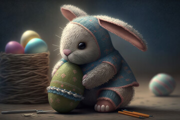 Easter bunny illustration created using generative AI.