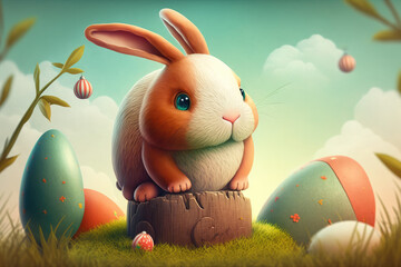 Easter bunny illustration created using generative AI.