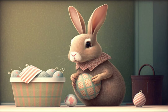 Easter bunny illustration created using generative AI.